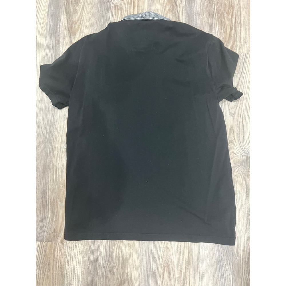 Guide London Premium Range Mens Large Black Polo Shirt Patterned Collar - Picture 4 of 5